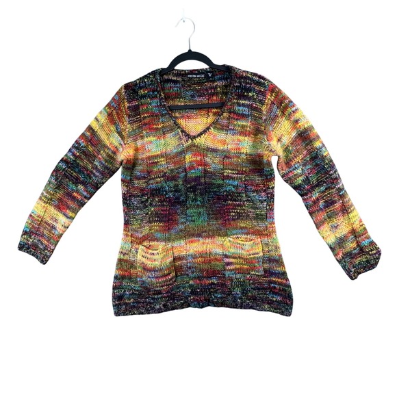 Kristin Nicole Sweaters - Kristin Nicole Womens XL Multicolor Knit V-Neck Sweater‎ Pockets Boho
